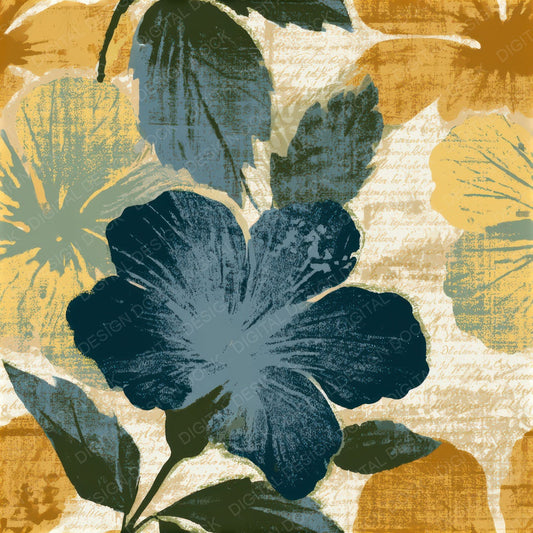 Screenprint Hibiscus Amber Sage Seamless Digital Paper Pack (DDD013560)