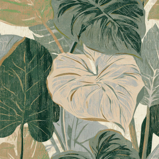 Woodcut Philodendron Eucalyptus Moss Digital Paper Pack (DDD013564)