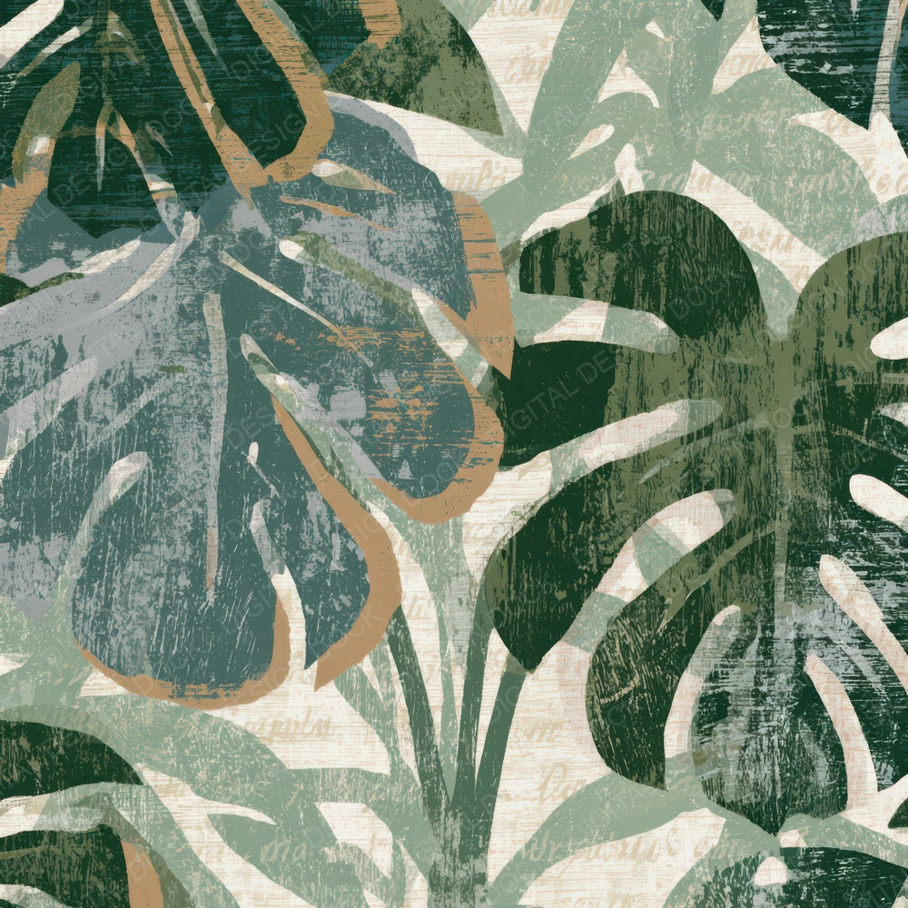Woodcut Philodendron Eucalyptus Moss Digital Paper Pack (DDD013564)