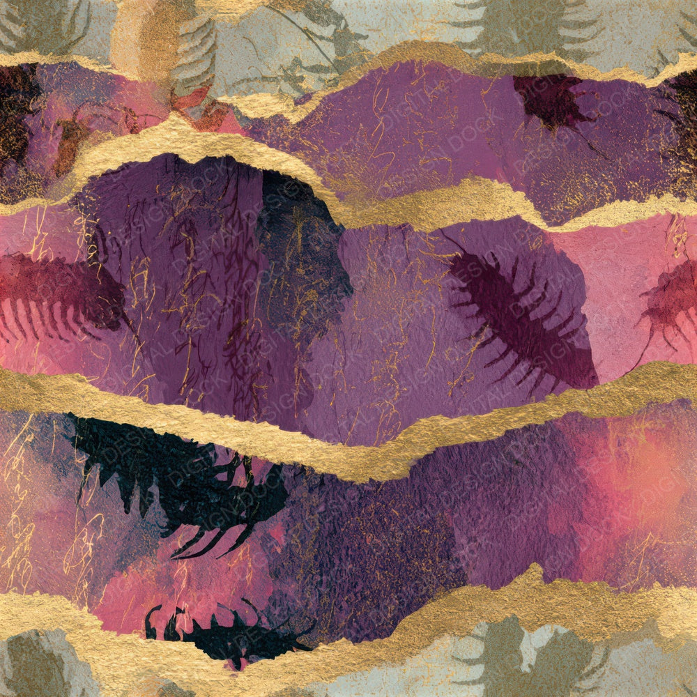 Collage Millipedes Wine Dusty Rose Seamless Digital Paper Pack (DDD013567)