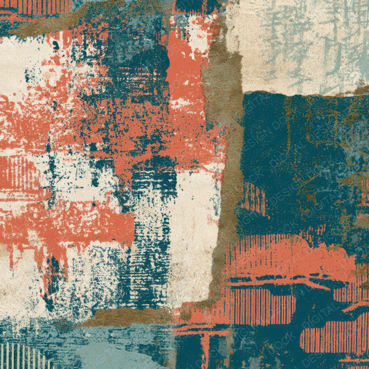 Collage Carnival Seating Coral Blue Digital Paper Pack (DDD013606)
