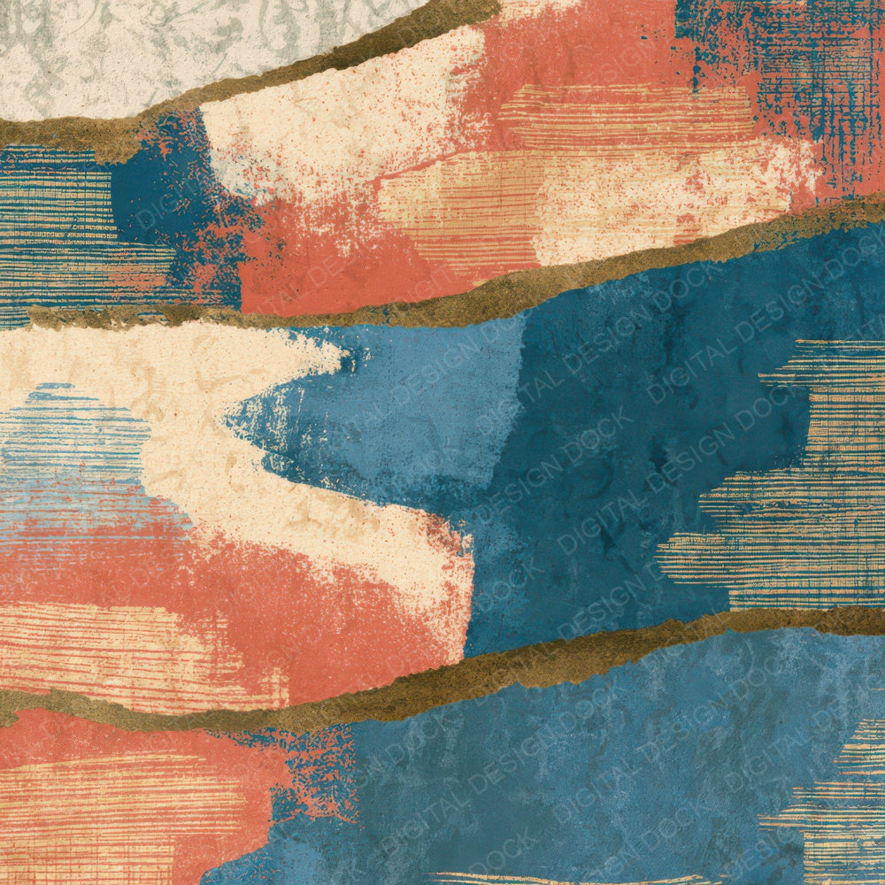 Collage Carnival Seating Coral Blue Digital Paper Pack (DDD013606)