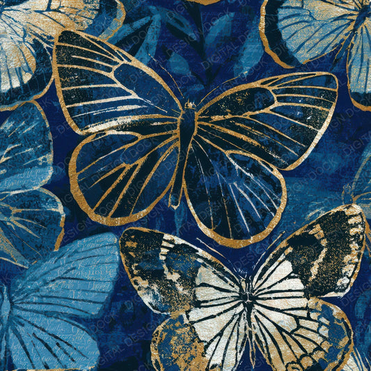 Indian Block Print Swallowtail Butterflies Midnight Digital Paper Pack (DDD013613)