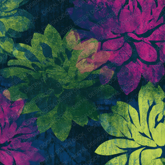 Screenprint Dahlias Neon Magenta Digital Paper Pack (DDD013619)