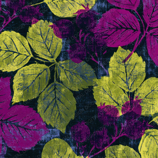 Indian Block Print Berries Neon Magenta Digital Paper Pack (DDD013628)