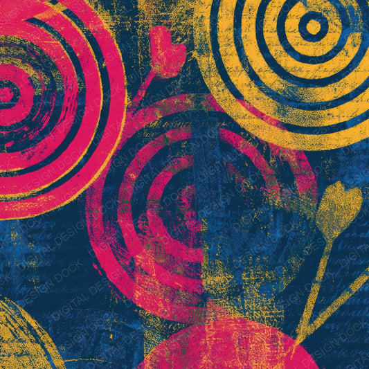 Monoprint Targets Darts Pink Yellow Navy Digital Paper Pack (DDD013633)