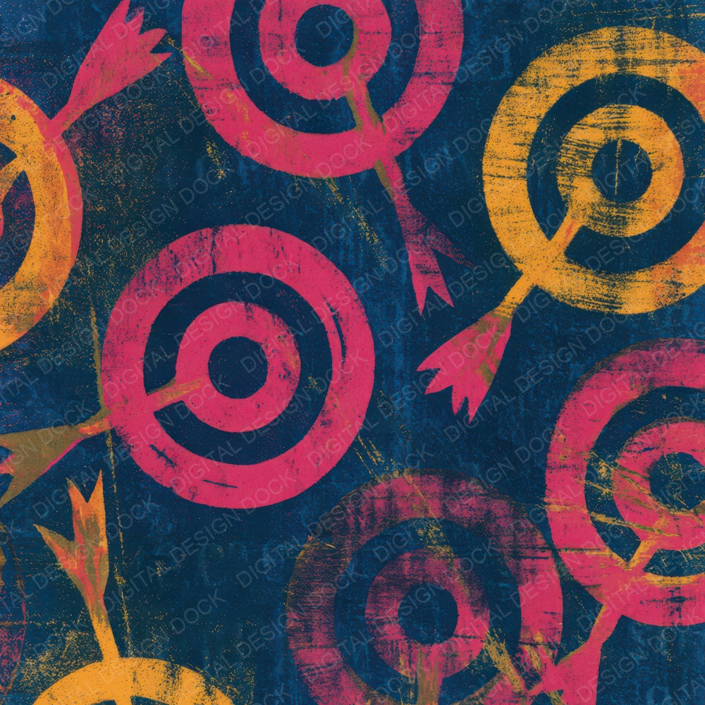 Monoprint Targets Darts Pink Yellow Navy Digital Paper Pack (DDD013633)