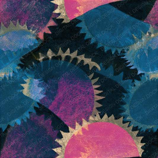 Scratchboard Venus Flytrap Pink Cyan Seamless Digital Paper Pack (DDD013636)