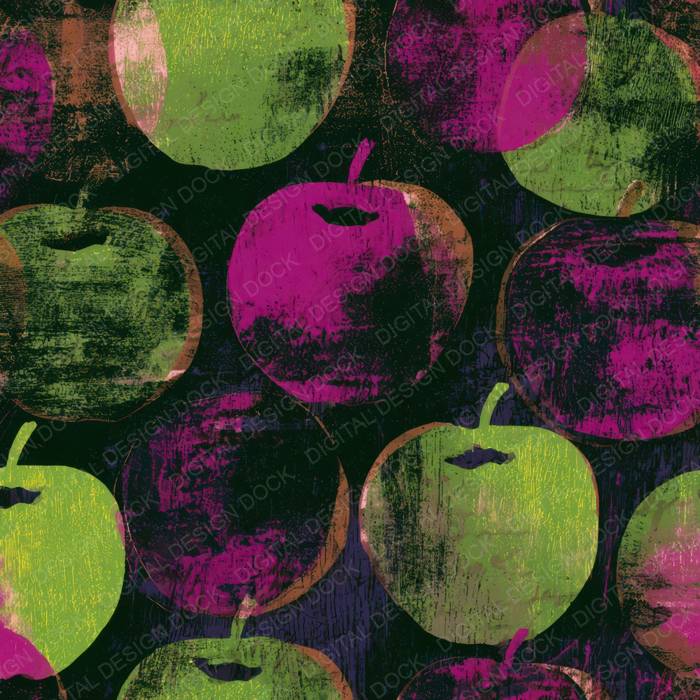 Woodcut Apples Neon Magenta Midnight Digital Paper Pack (DDD013640)