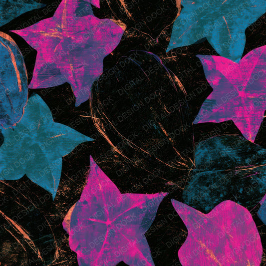 Woodcut Star Fruit Pink Cyan Digital Paper Pack (DDD013643)