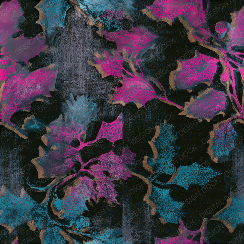 Monoprint Holly Pink Cyan Seamless Digital Paper Pack (DDD013660)