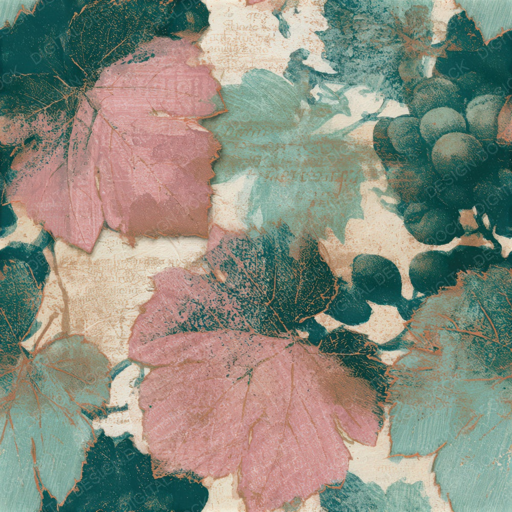 Monoprint Grapes Vines Cotton Candy Seamless Digital Paper Pack (DDD013675)