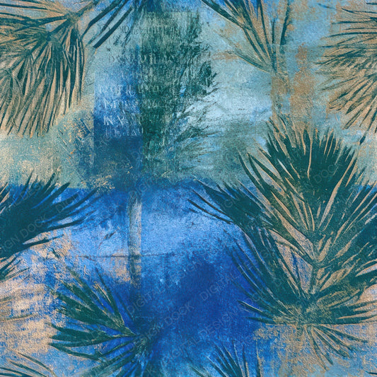 Monoprint Horsetail Azure Bone Seamless Digital Paper Pack (DDD013676)