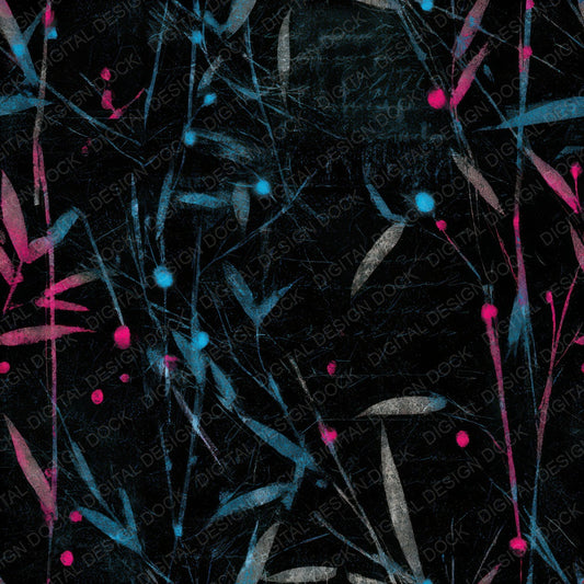 Scratchboard Bamboo Pink Cyan Seamless Digital Paper Pack (DDD013677)