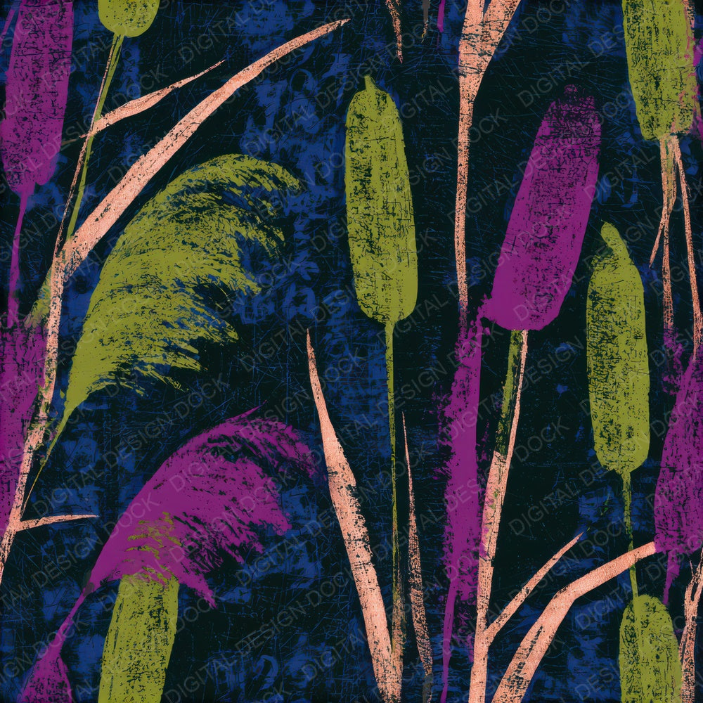Scratchboard Bulrushes Neon Magenta Seamless Digital Paper Pack (DDD013678)