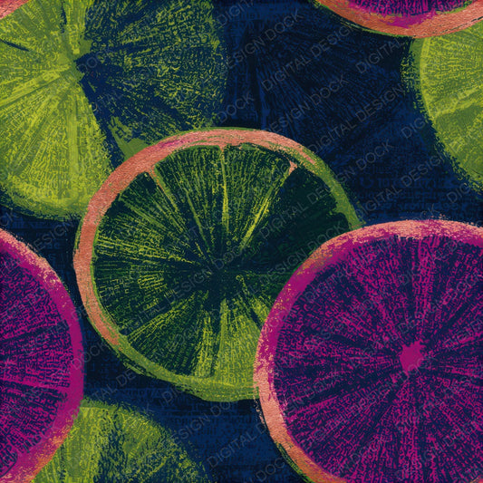 Typographic Citrus Neon Magenta Seamless Digital Paper Pack (DDD013682)