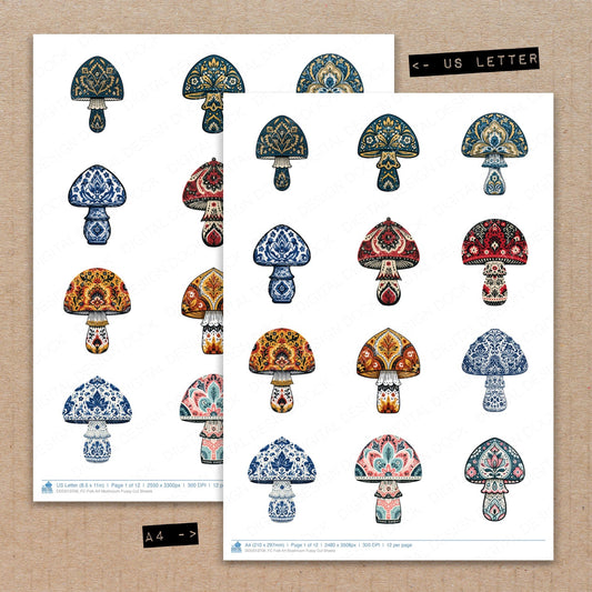 Folk Art Mushroom Fussy Cut Sheets (DDD013709)