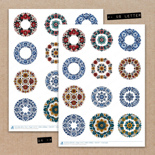 Folk Art Wreath Fussy Cut Sheets (DDD013747)