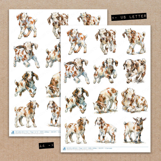 Realistic Baby Goat Kid Fussy Cut Sheets (DDD013749)