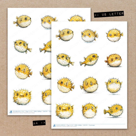 Stylised Pufferfish Fussy Cut Sheets (DDD013763)