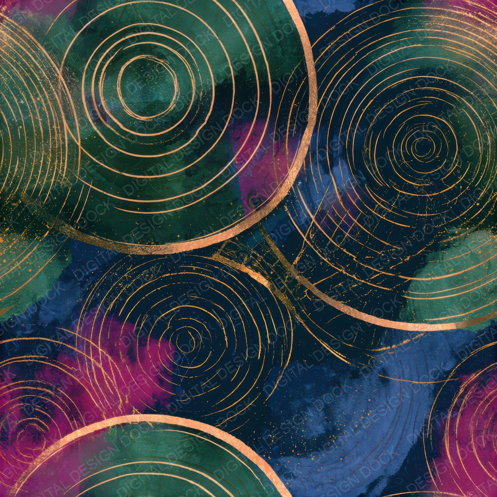 Ink Wash Spell Circles Neon Seamless Digital Paper Pack (DDD013774)