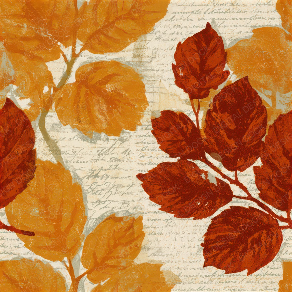 Woodblock Mulberry Branch Ochre Seamless Digital Paper Pack (DDD013783)
