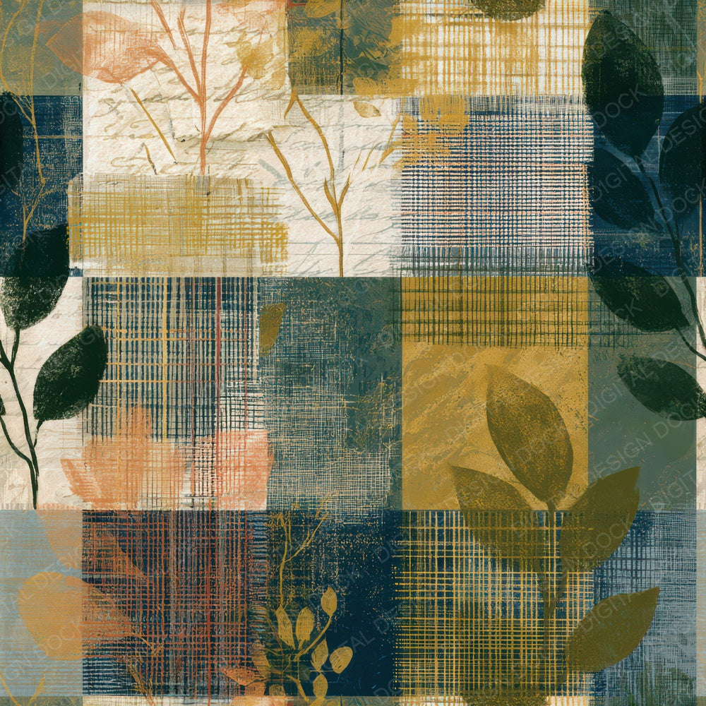Blueprint Tartan Plaid Olive Seamless Digital Paper Pack (DDD013786)