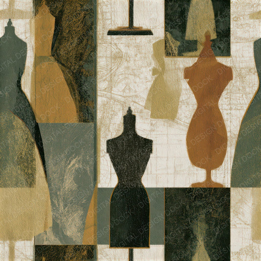 Lithograph Dress Forms Eucalyptus Gold Seamless Digital Paper Pack (DDD013795)