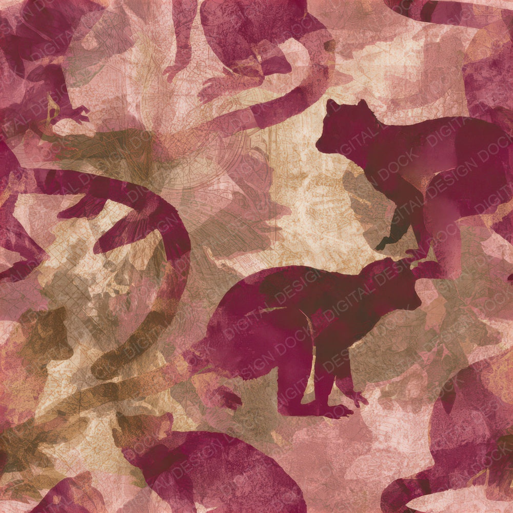 Maximalist Lemur Wine Rose Seamless Digital Paper Pack (DDD013813)