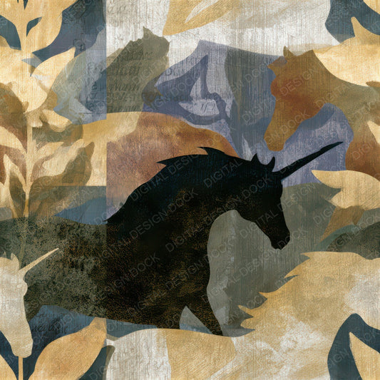 Mezzotint Unicorns Bone Taupe Seamless Digital Paper Pack (DDD013815)