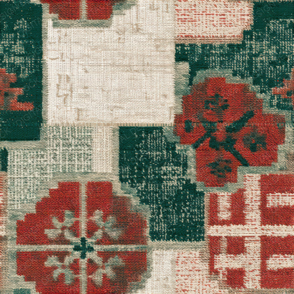 Tapestry Sashiko Emerald Ruby Seamless Digital Paper Pack (DDD013822)