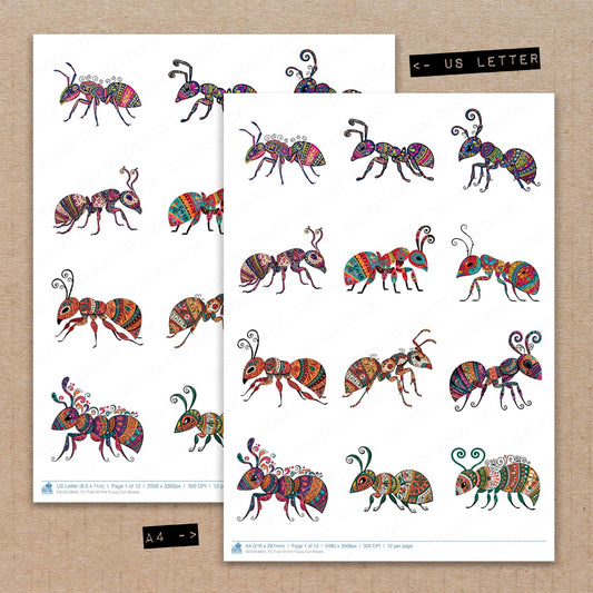 Folk Art Ant Fussy Cut Sheets (DDD013845)