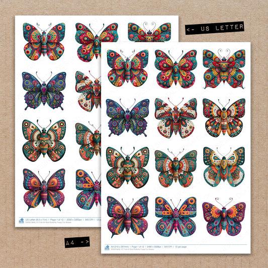 Folk Art Bold Butterfly Fussy Cut Sheets (DDD013848)