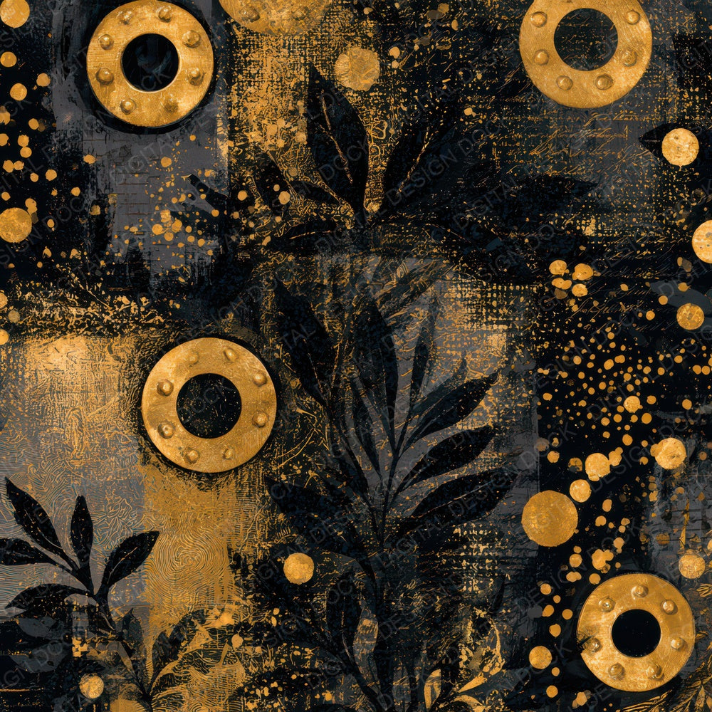 Antique Map Rivets Brass Gold Digital Paper Pack (DDD013865)