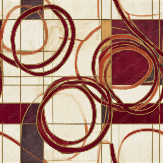 Bauhaus Lariat Garnet Wine Seamless Digital Paper Pack (DDD013869)
