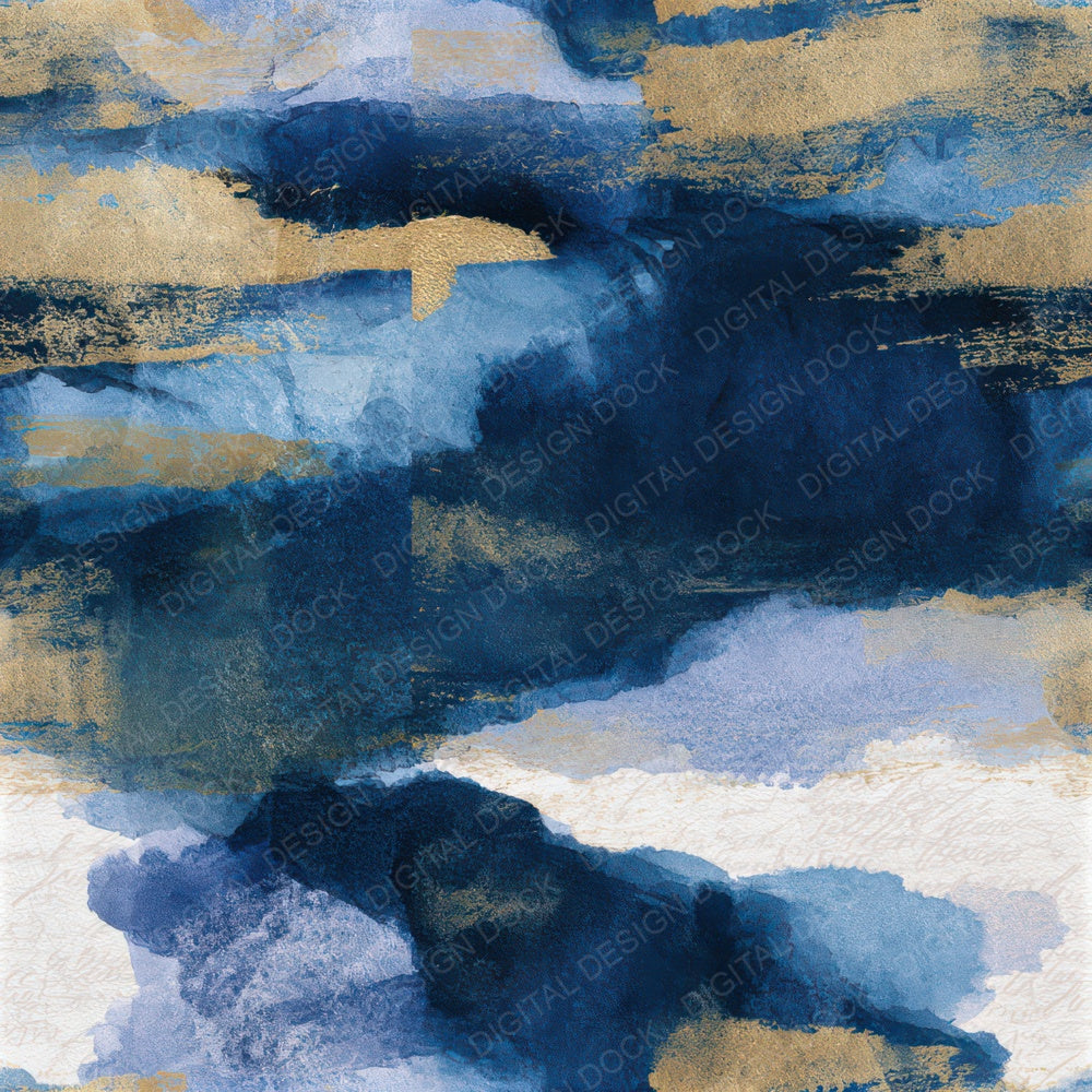 Sumi-e Sapphire Navy Bone Abstract Seamless Digital Paper Pack (DDD013882)