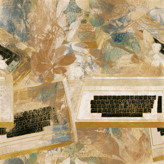 Woodblock Commodore 64 Sepia Seamless Digital Paper Pack (DDD013884)