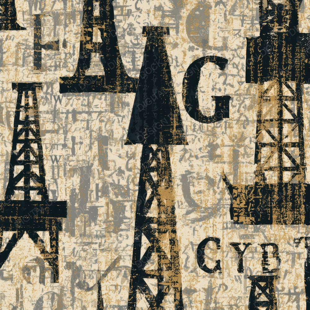 ASCII Oil Rigs Graphite Cream Digital Paper Pack (DDD013885)
