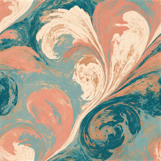 Baroque Coral Sea Blue Texture Seamless Digital Paper Pack (DDD013886)