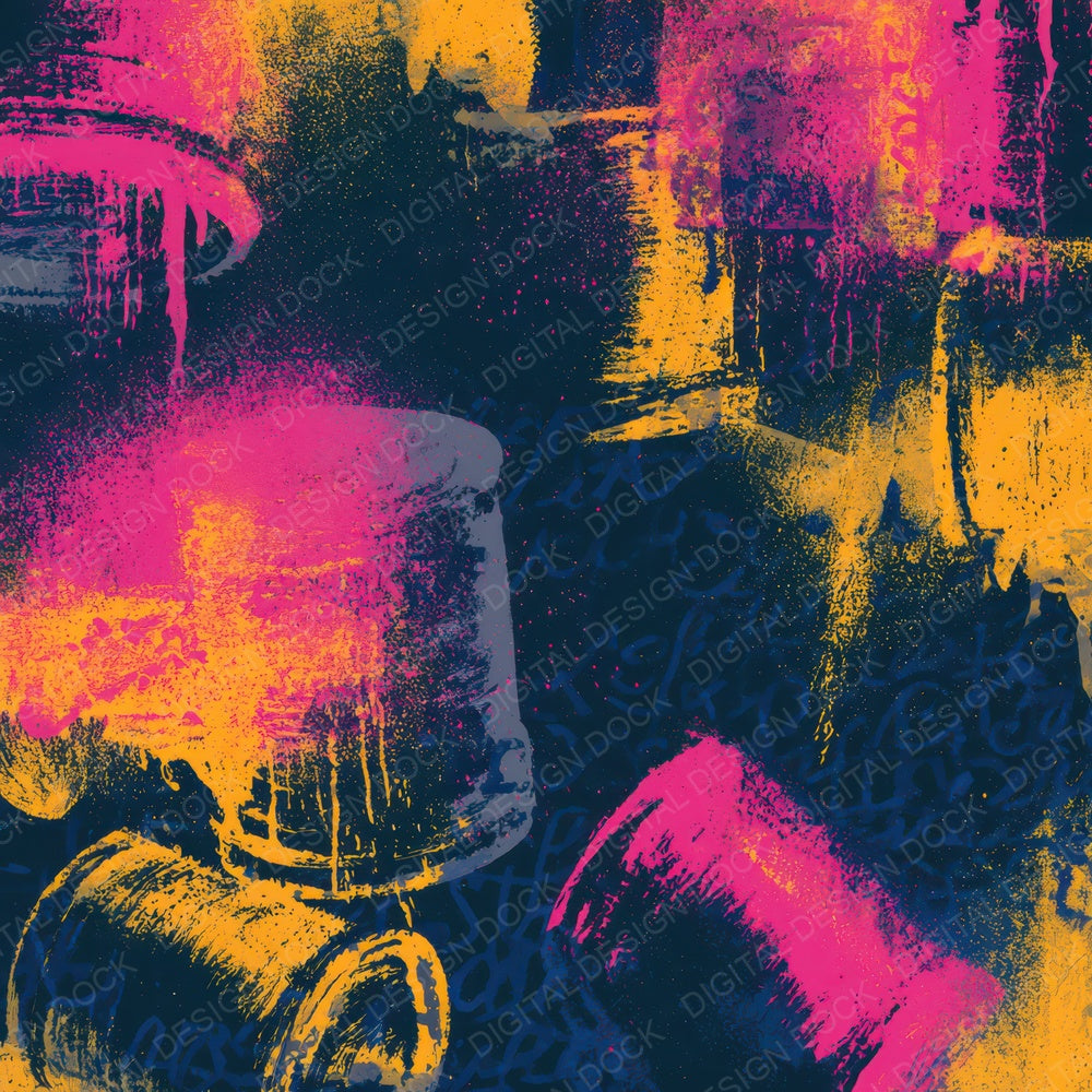 Graffiti Wax Cylinders Pink Yellow Digital Paper Pack (DDD013890)