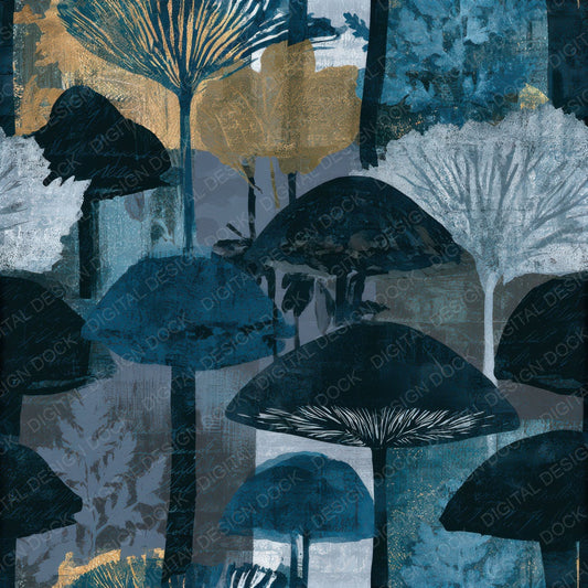 X-ray Toadstools Storm Silver Seamless Digital Paper Pack (DDD013924)