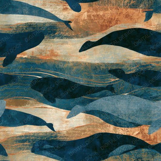 Mezzotint Beluga Whale Midnight Bone Digital Paper Pack (DDD013931)