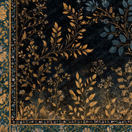 Mughal Black Gold Abstract Digital Paper Pack (DDD013934)