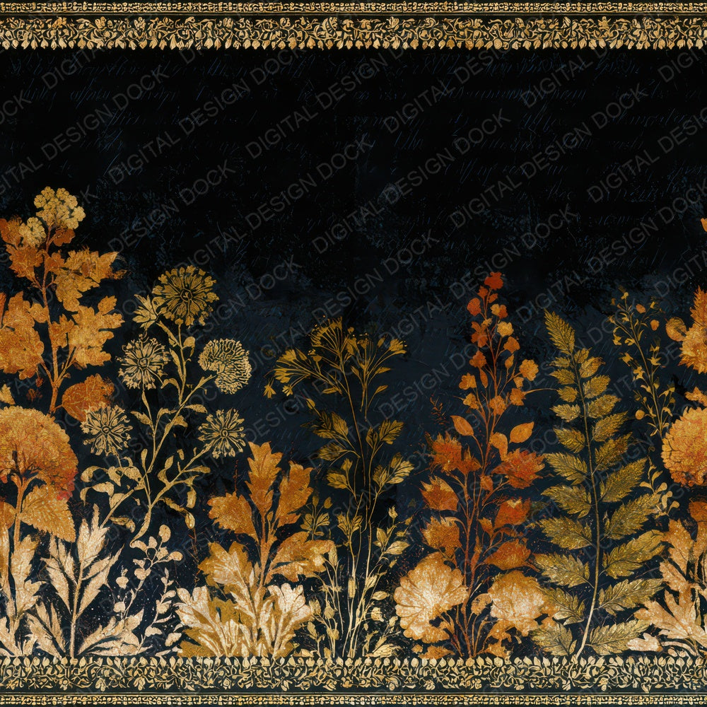 Mughal Black Gold Abstract Digital Paper Pack (DDD013934)
