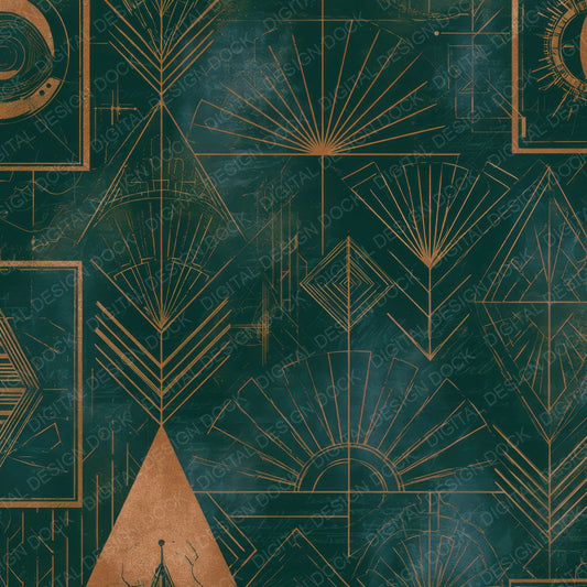 Art Deco Tarot Jade Copper Digital Paper Pack (DDD013946)
