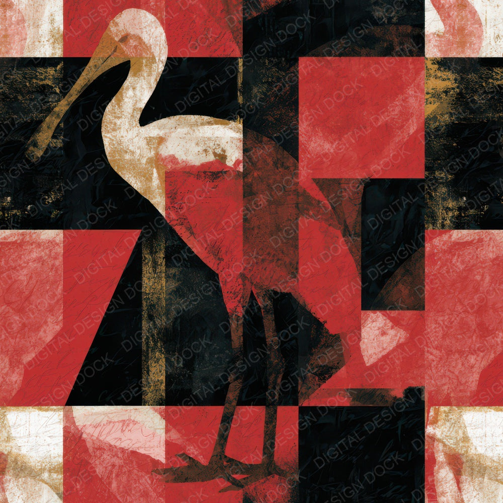 Bauhaus Spoonbill Crimson White Digital Paper Pack (DDD013987)