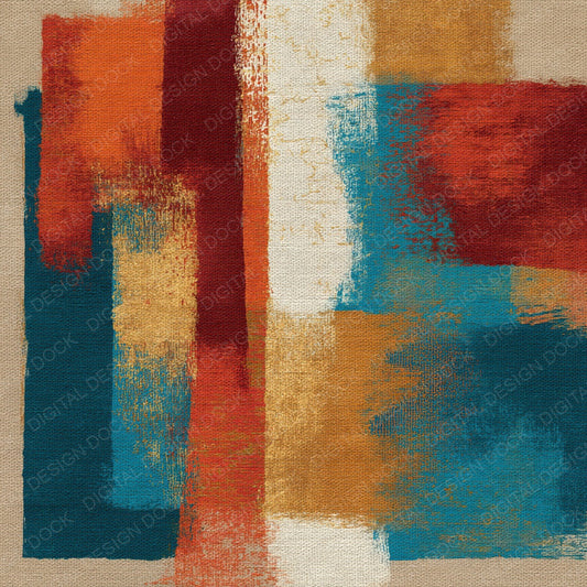 Tapestry Rust Mustard Turquoise Abstract Digital Paper Pack (DDD014021)