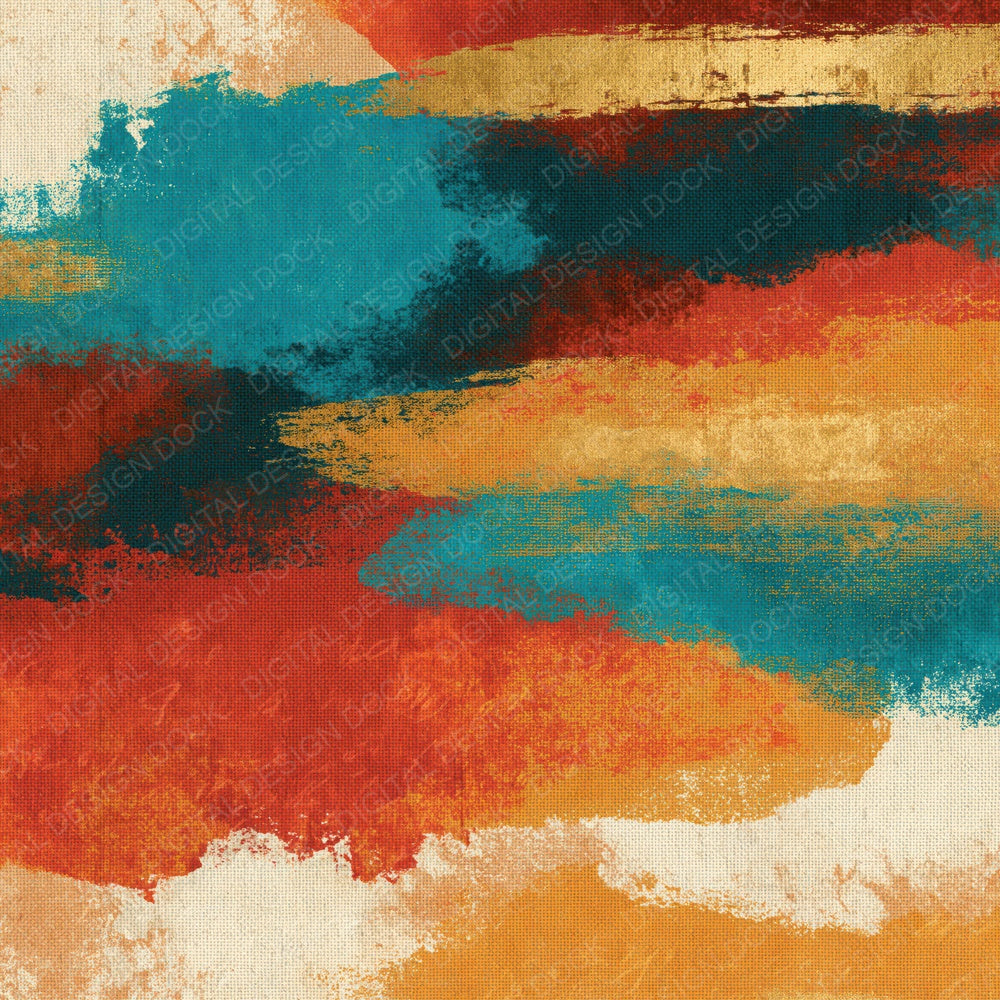 Tapestry Rust Mustard Turquoise Abstract Digital Paper Pack (DDD014021)