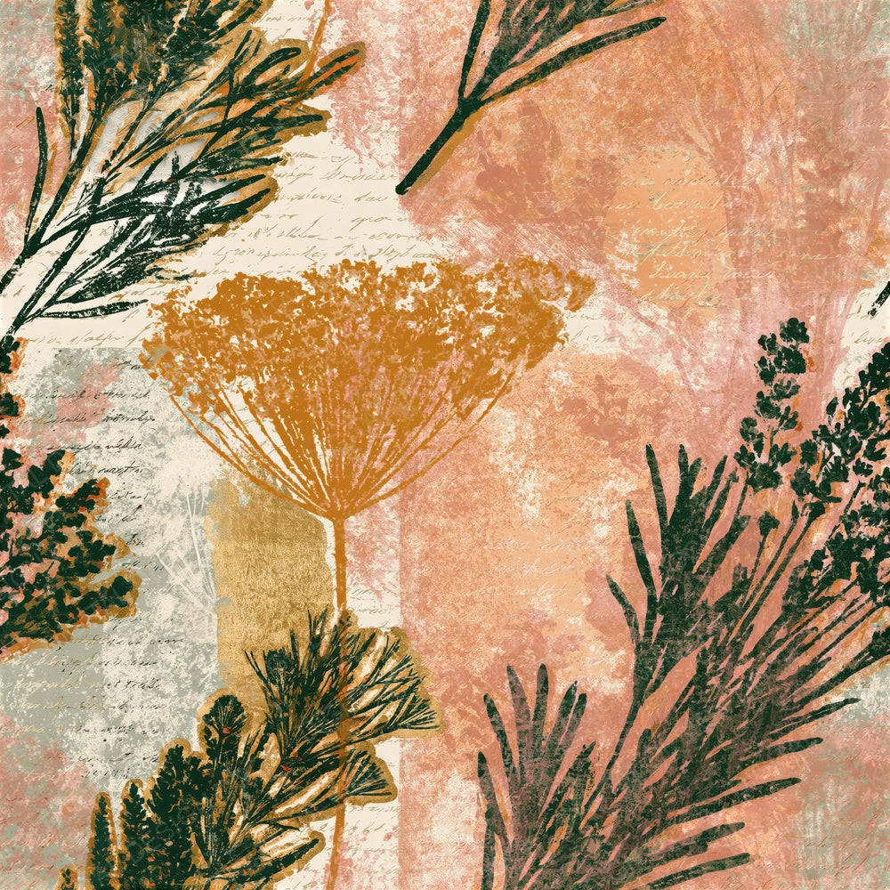 Layered Herb Bundles Peach Cream Seamless Digital Paper Pack (DDD014031)