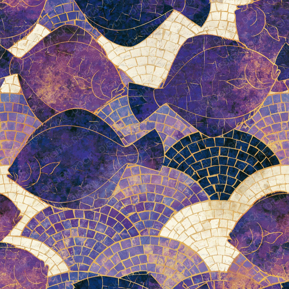 Mosaic Flounder Amethyst Lavender Digital Paper Pack (DDD014035)